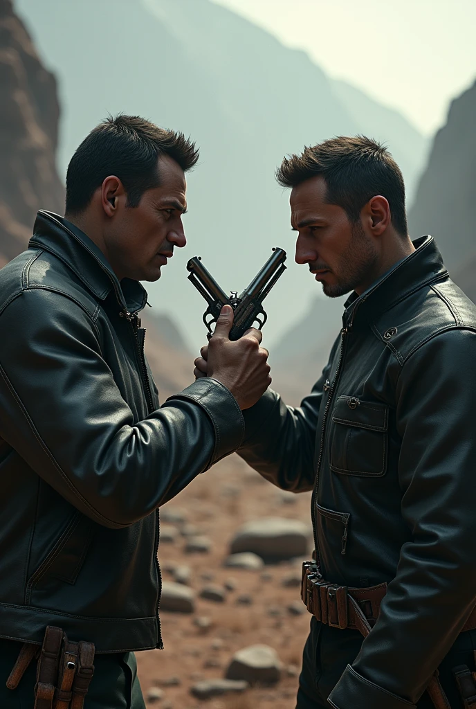 Duarte and Boyer fighting with pistols 