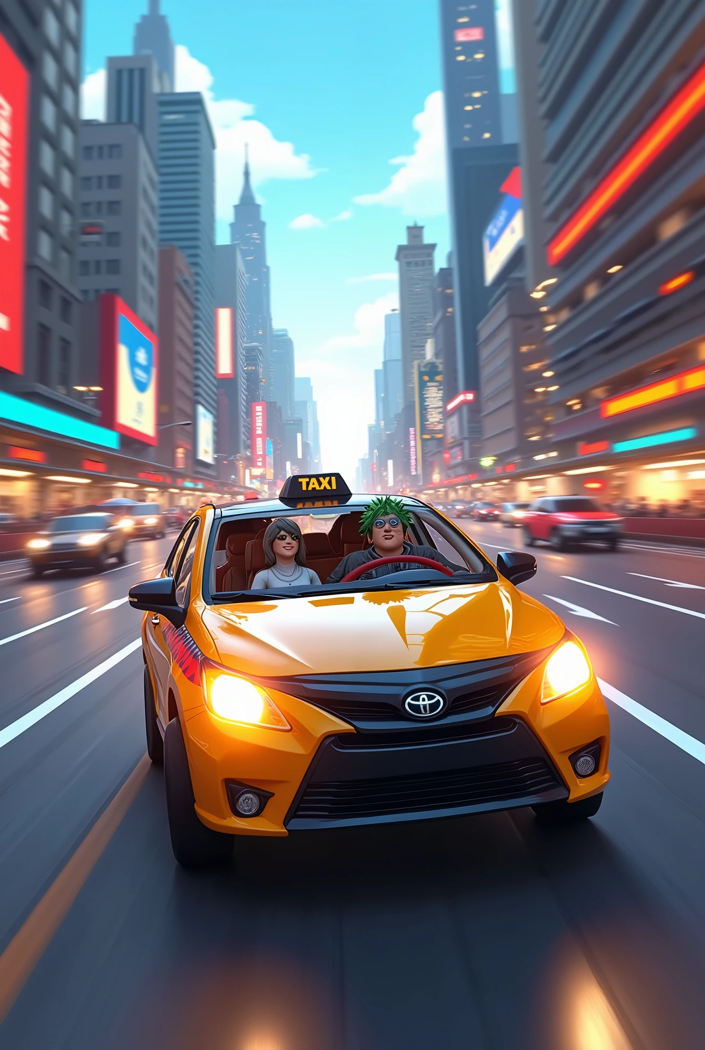 Make a taxi in Roblox going very fast with passengers and obstacles