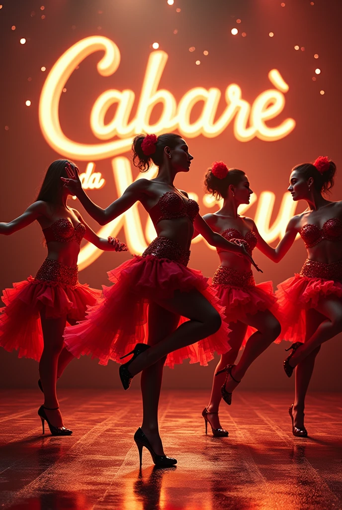 Name Cabaré DA XUXU font with cancan dancers