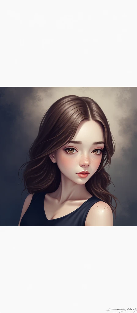 women, White skin, Brown hair, Brown eyes, freckles on the shoulders