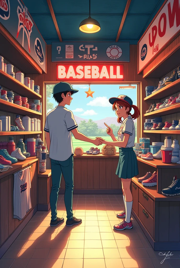 A 2005 anime vibe baseball equipment store