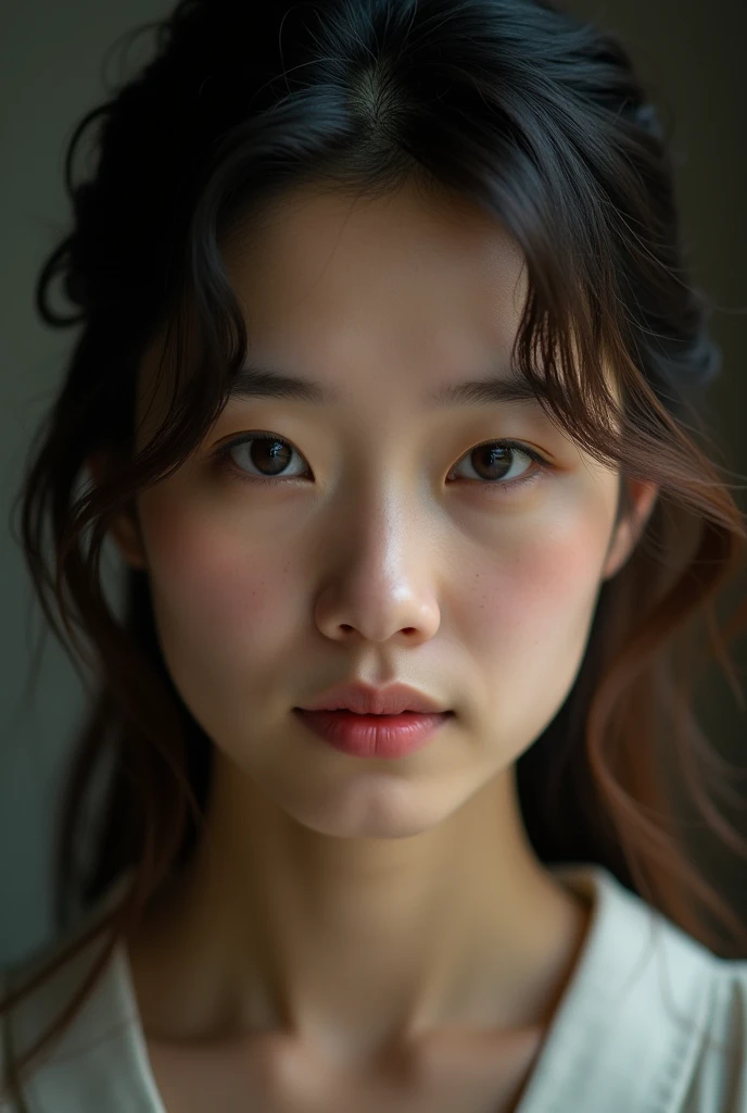 30Generation of women Close-up of face Medium-long hair slightly brownish hair Slightly round face