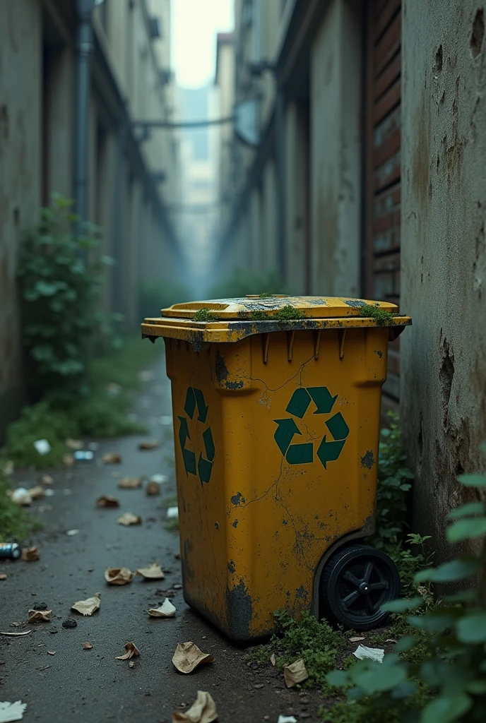abandoned recycling bin
