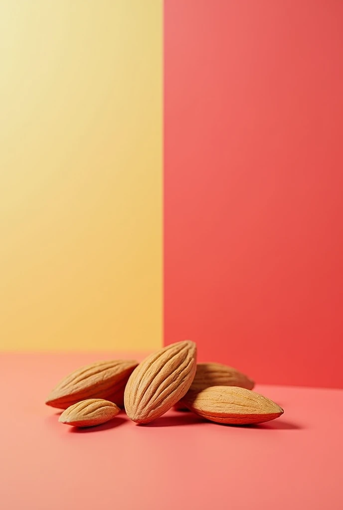 
simple color background with several almonds to highlight a product