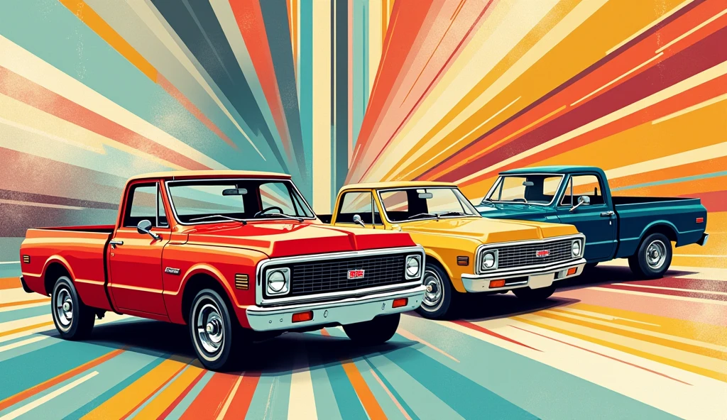 flowchat in color of GM 1970s 2 door pickup trucks