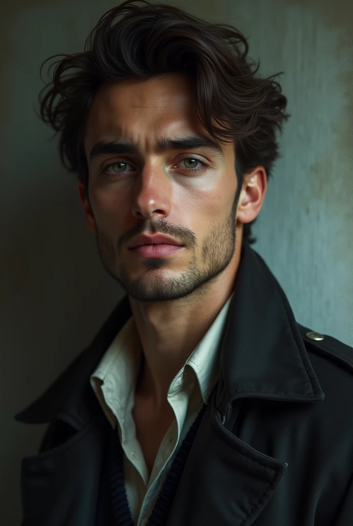 A 2 Russian former law student, poor, He was, by the way, exceptionally handsome, above the average in height, slim, well-built, with beautiful dark eyes and dark brown hair." 