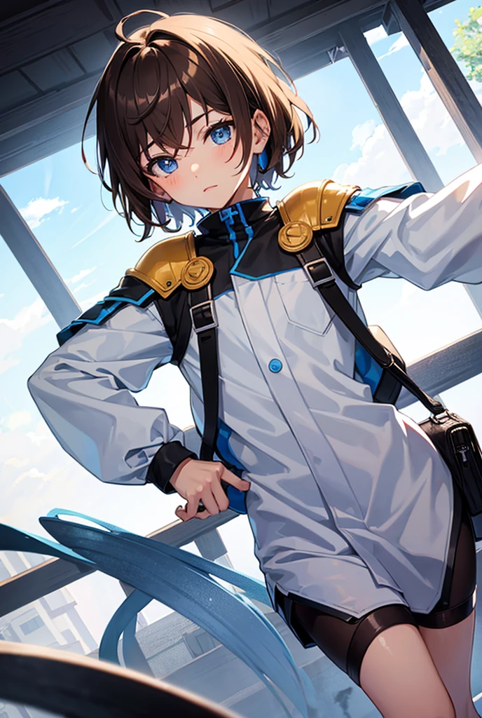  cute little  male with short brown hair and light blue eyes 