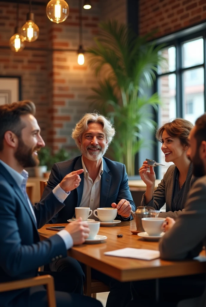Adult people drinking coffee.