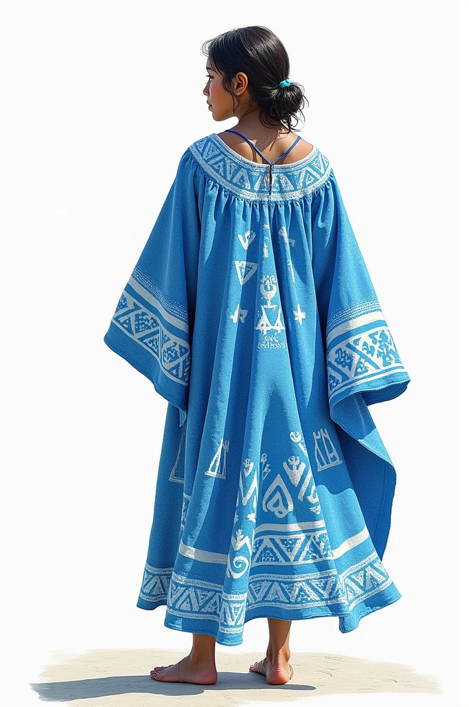 Creative drawing of the Nicaraguan huipil with its culture imbued in blue and white