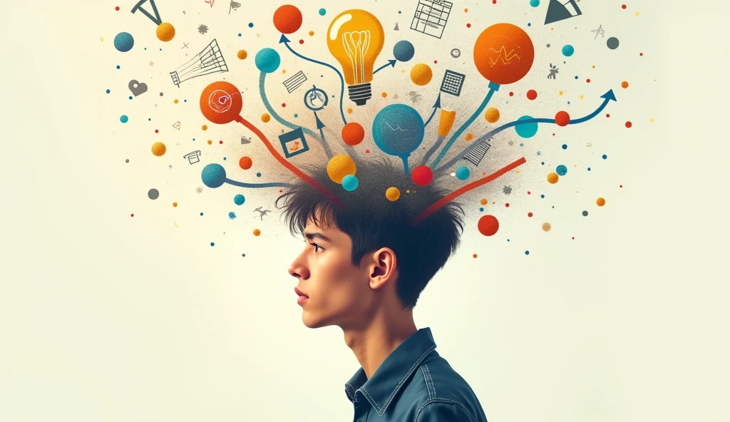 A guy whose brain is empty and business ideas are coming out of it