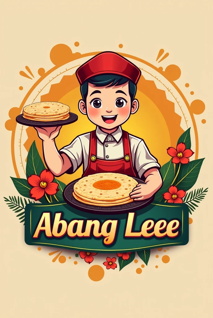 "Abang Lee Roti Canai" for food logo. food industri.