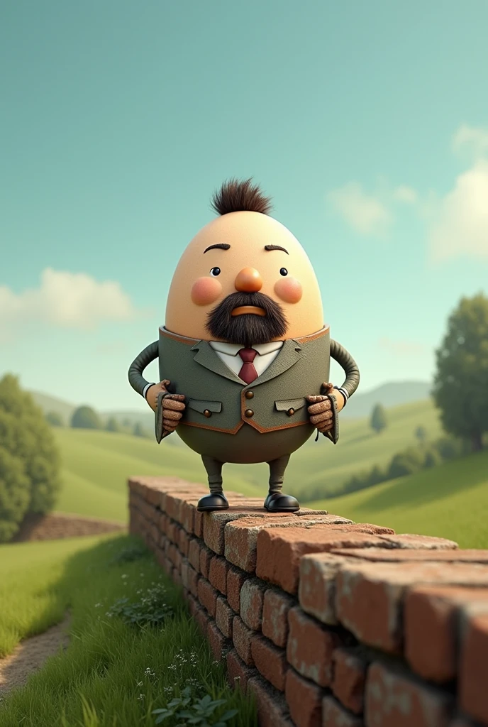 Humpty Dumpty with goatee beard and low fade hair