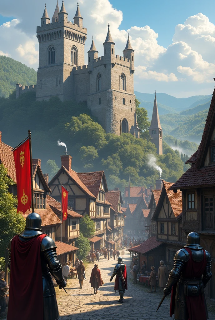 people々Medieval kingdom with knights