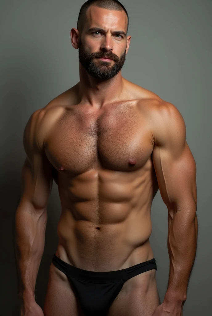 create a realistic naked hot man without any clothes and with a huge dick