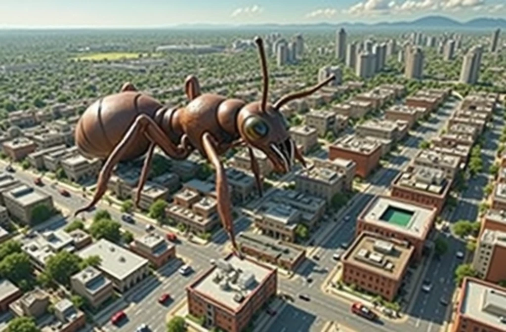 Place a giant ant on top of the city named after it. "Matamoras"