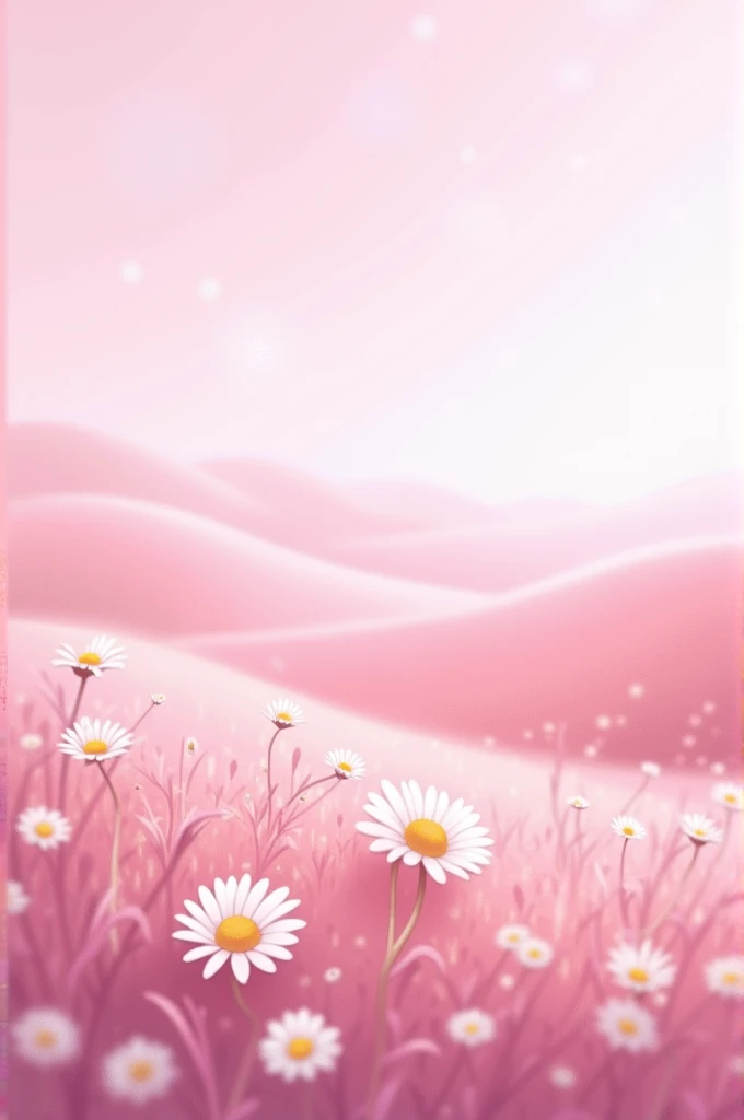 Pink landscape with daisies 