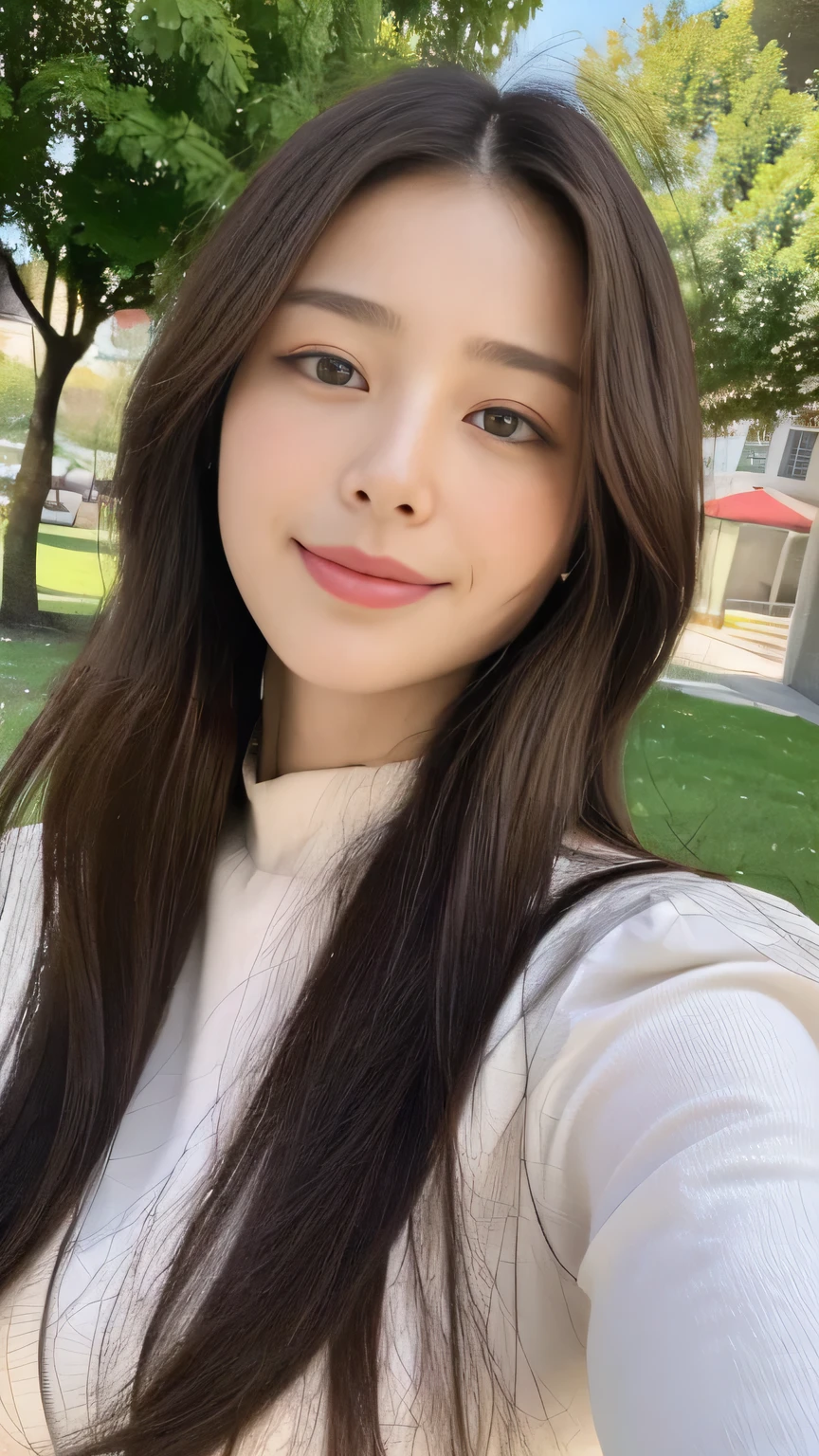 seed:2020674263.((close-up:1.2)).((Full body angle:)).((Highest quality, 8k, masterpiece:1.3)), ((from below:1.1)).concentrated:1.2, Perfect body beauty:1.4, Hips:1.2, ((Delicate Hair)), (Colorful waist cinematographed dress :1.1) , ((Highest quality、8k、masterpiece:1.3))、1A soft smile、Esbian all over body、Slim face、Big Boobs、Beautiful woman、(Dark Brown Hair)、Long Hair、1.1、Flickering Valley、Detailed eyes、double eyelid、Blurred Background、超Slim face、Smile、Looking down、stroll、