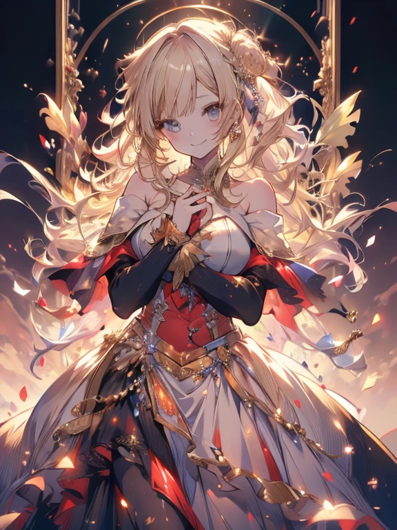 ((Highest quality)),(Ultra-high resolution),(Very detailed),((Best Anime)),sharp,Claire,The art of amazing depiction, (1 female,Ash Blonde),(off shoulder sheath dress,),(((A kind smile)))