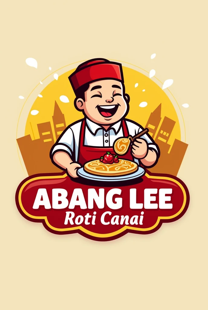 word "Abang Lee Roti Canai" for logo.  industri. red white yellow font. like mcd logo
