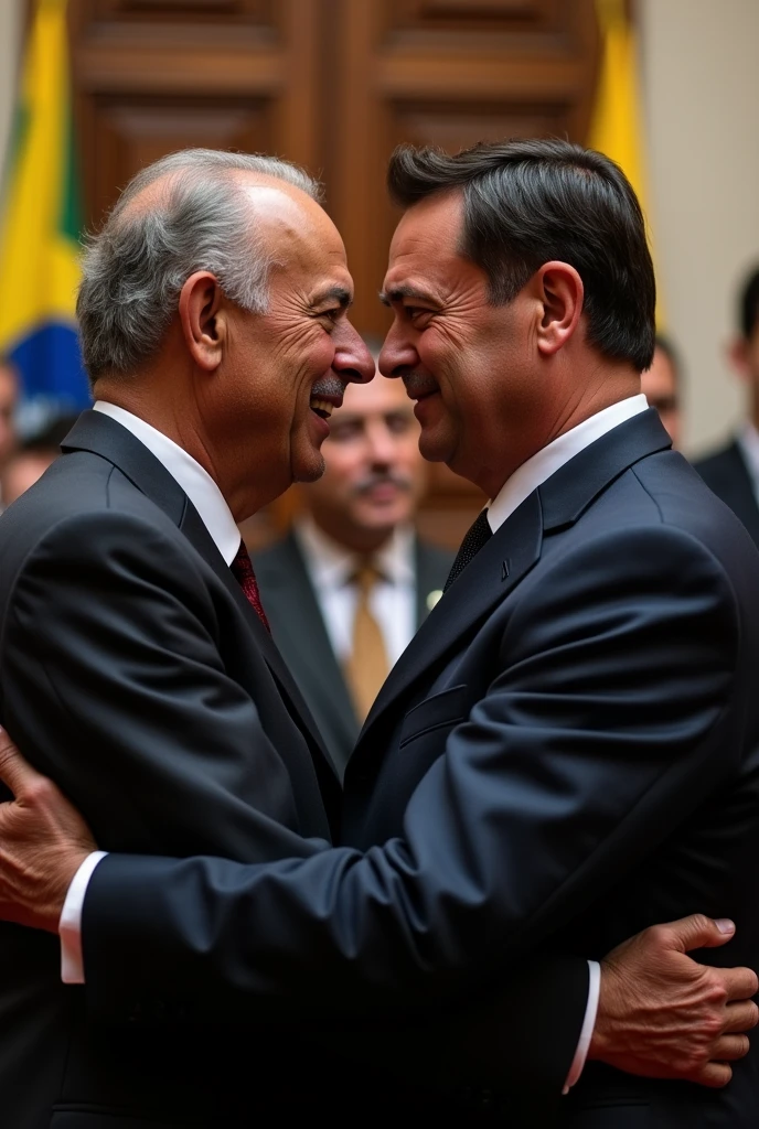 President Lula kissing President Bolsonaro