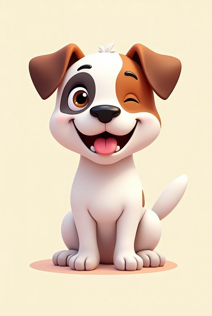 Genera un perro como emoji 🐶 que sea raza de perro Boxer que sea blanco con la mancha café en el ojo