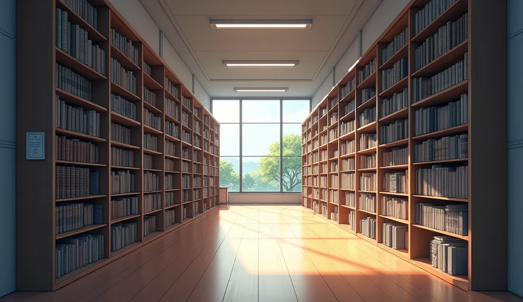 Japanese junior high school library illustration high resolution, masterpiece, accurate, Highest quality, Widescreen, Background blur, There is no one