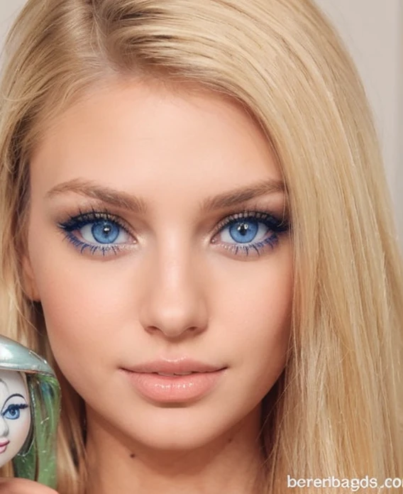 Pretty blonde blue eyed woman full-body hot sexy woman with an hourglass figure.