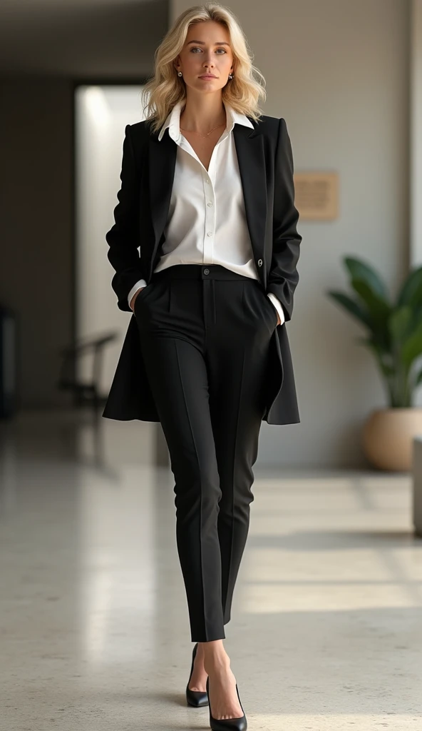 (((german blonde woman))), At 40 years old, with chic clothes, high-heels, seamless, Linda, ultra realisitic,