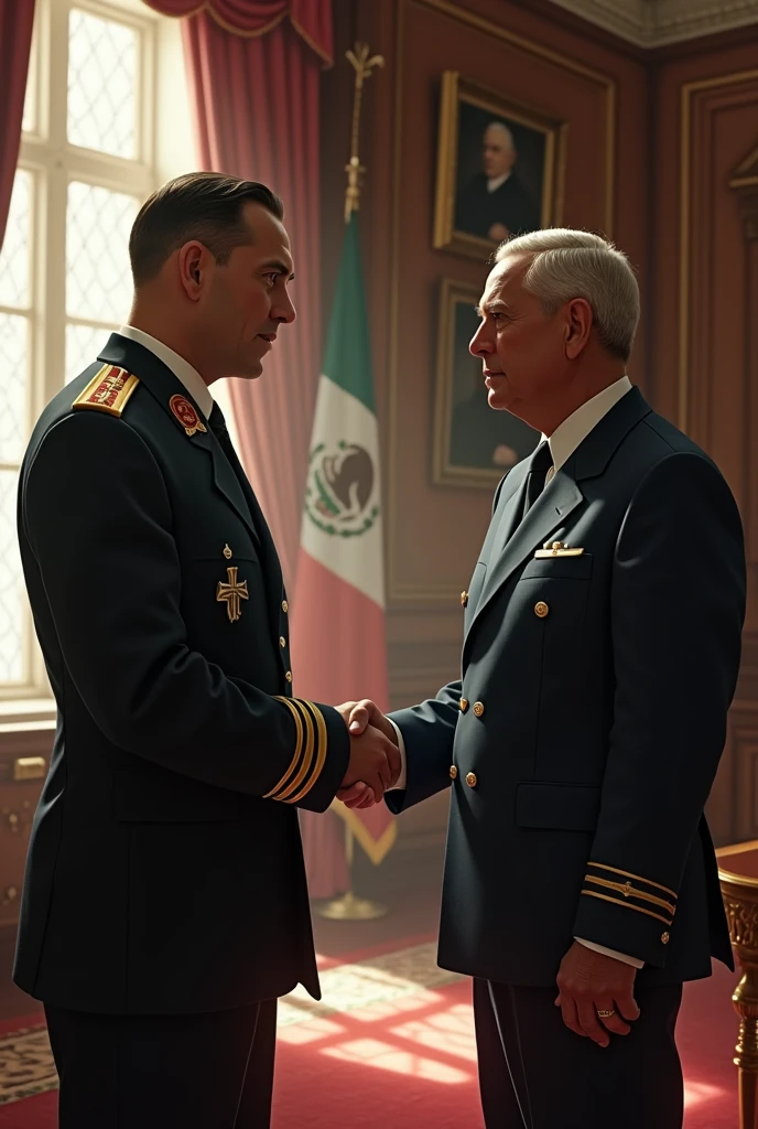 Nazi Gestapo agent shaking hands with the President of Mexico, 1940