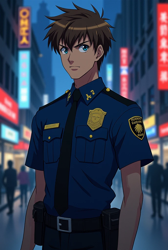 Police officer Leon S Kennedy, in the style of Sailor moon classic anime