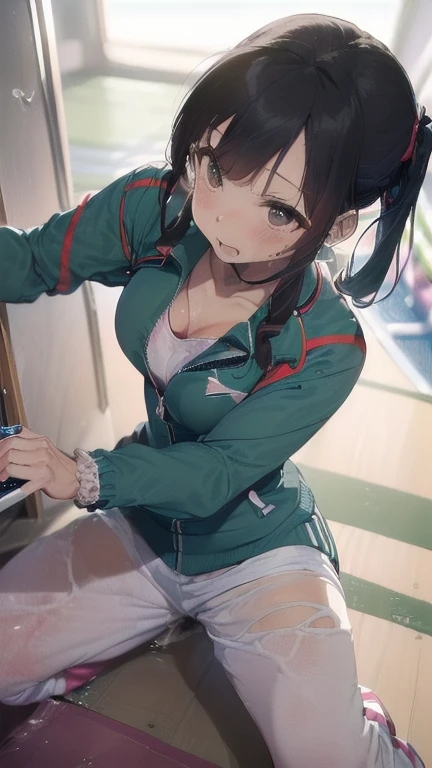(must be follow these prompts:2.2),masterpiece,best quality,extremely detailed,(in her clothing:3.5),(in her track suit clothing:3.6),(adorable expression:2.5),(usual face:2.2),(displayed one girl on single picture:2.4),(black hair:2.1),(ジャージを着用している身長が低くて少しふくよかなHigh school girls:2.2),(そのHigh school girlsはあどけない印象だが臭い精液をかけられたジャージの上着とズボンをそのまま着用している:2.1),(そのHigh school girlsは湧き上がった性欲に対してジャージを着たままでこらえている:1.4),(A very rigorous training session with sweat, semen and love juices gushing out:2.3),(Whenever I lose a match, my coach punishes me by making me cum inside her vagina all night long.:2.7),(そのHigh school girlsのジャージを着用している全身には性的絶頂に達しながら分泌されたぬるぬるした分泌物がまとわりついた:1.7),(そのHigh school girlsは男子部員達に脱いだジャージの汗の臭いを嗅がれたり精液をかけられたりしている:2.5),(そのHigh school girlsは着用しているジャージにだいぶ前に射精されたのでしみこんだ精液がやがて琥珀色に変色している:2.3),(libidonous tumultus are happened on her under her track suit:2.2),(そのHigh school girlsのジャージの股付近は汗と愛液のために臭くなっている:2.6),(そのHigh school girlsはInnocent faceでとても可愛い:1.9),(淫らな愛液がそのHigh school girlsのジャージのズボンの内股を伝って滴っている:2.1),(そのHigh school girlsのジャージに覆われたおっぱいは強い淫欲のせいでパンパンに膨らんでいる:2.4),(men's elected twangers were inserted her to the depth:2.3),(もちもちした丸みがある身体の精液臭いHigh school girls:2.3),(she was already stroked up to the depth intervaginal sensuous spot:1.8),(notably buldged up her inner labia majora:2.6),(A young, shy moan:1.5),(having big breasts in her clothing:2.6),(運動中のあどけない印象のHigh school girls:2.3),(そのHigh school girlsは身長は低いがほんの少しだけむちっとした身体をしている:2.1),(The crotch of his tracksuit pants is discolored with love juice stains.:2.5),(そのHigh school girlsはズボンの下に隠れて見えないそのマンコから精液を滴らせながら痙攣している:1.8),(そのHigh school girlsのむちっとした太股をしっかり包みこんでいる臭そうなジャージのズボンは淫らな分泌物のために湿っている:2.0),(そのHigh school girlsは股間がドロドロになってもそのジャージのズボンはしっかり履いたまま耐えている:2.5),(ズボンの上からいつも自分の股間を押さえているHigh school girls:1.7),(A moan filled with childish embarrassment:1.5),(そのHigh school girlsのジャージに覆われた乳房や乳首は強い淫欲のために張っている:2.4),(そのHigh school girlsは真面目に練習している:2.5),(そのHigh school girlsの脚は短くて太い:2.2),(High school girls:2.2),(she looks like japanese idol:2.3),(Tracksuit pants are made of a durable fabric that will never tear.:2.3),(Her breasts are completely hidden under her jersey:2.4),(she looks like a lolita:2.0),(これらは他の誰にでもなく全てそのHigh school girls自身に降りかかった内容:3.5),(Make sure to depict the face:5.3),(Calm expression:4.3),(Innocent face:3),(そのHigh school girls一人だけをしっかりと描いた:3.3),(登場人物はそのHigh school girlsのみ:4.2),(Portrait Style:5)