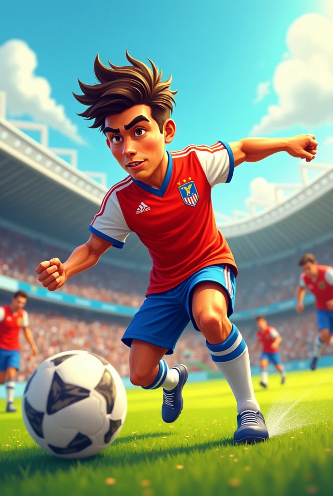 Cartoon of Nicolas Bertolo playing football