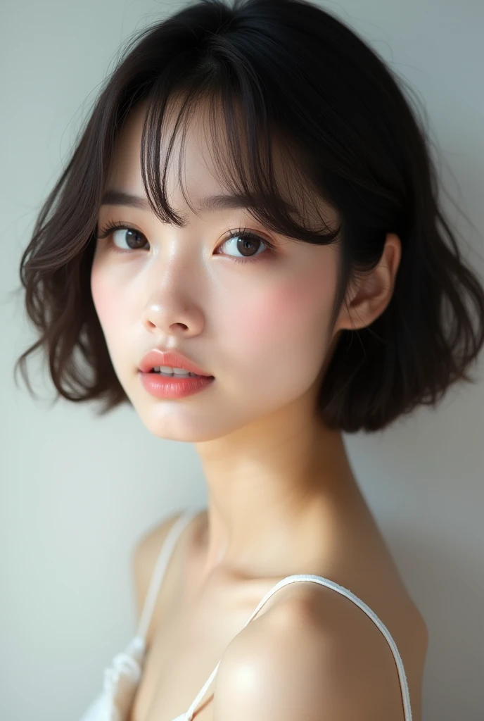 Asian Beauty,eye々crisp,Curled eyelashes，Bob Hair,Kanna Hashimoto