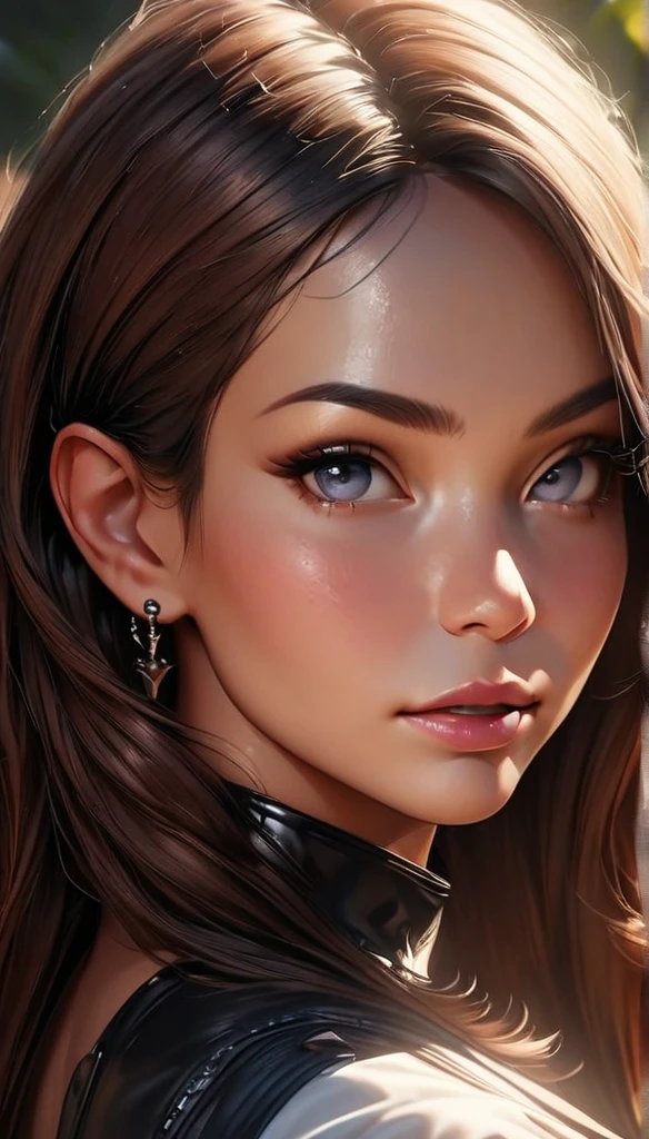 ((masterpiece, best-quality, ultra_detailed)), female elf dressed in latex booty shorts, gorgeous, attractive, african, voluptuous, ample hips, insanelydetailedaccentuatedbigbooty, ((flirty)), looking back at viewer, portrait, photography, detailed skin, Realistic, photorealistic, 8k, highly detailed, full-length frame, HIGH RAW detail color art, piercing, diffused soft lighting, shallow depth of field, sharp focus, shallow depth of field, hyperrealism, cinematic lighting