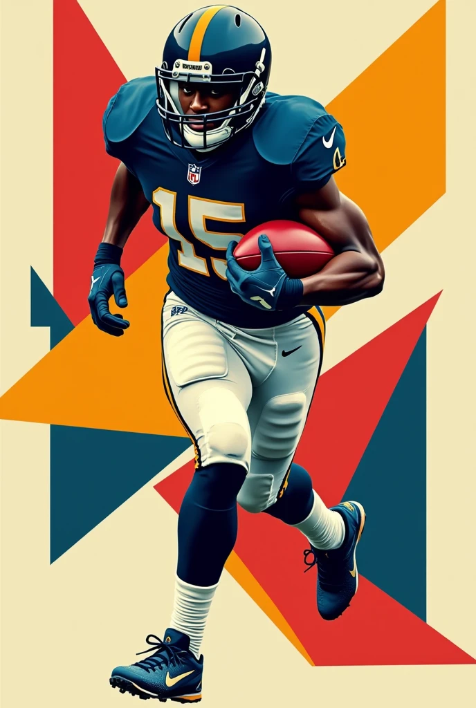an American football poster with a cubist artistic representation