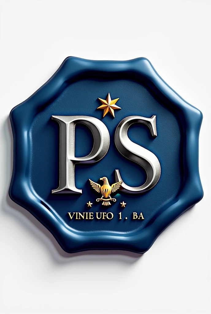 Logo for a political party in Venezuela on an embossed wax seal, Details: form: The logo will be octagon shaped, representing strength, stability and protection.
Color: The background of the octagon will be dark blue, a color that evokes confidence, serenity and patriotism.
LETTERS: The letters "ps" They will be located in the center of the octagon, with a modern and elegant design. The letters serán de color plata, a color that represents strength, nobility and elegance.
Effects:
The letters "ps" will have a slightly raised shadow effect, to give them a touch of depth and realism.
A soft glow effect can be added to the letters "ps", to make them look shiny and attractive.
Details adicionales:
A small visual element can be incorporated next to the letters "ps" that represents the homeland. He could be a star in Venezuela, an eagle or a map of Venezuela.
The visual element would be golden in color, a color that symbolizes wealth, power and nobility.
Elements to consider:
Typography: The typography of letters "ps" must be modern, easy to read and representative of the party's identity.
position: The position of the letters "ps" inside the octagon must be balanced and attractive.
Details: Se puede añadir Details adicionales al logo, as a texture effect, a color gradient or visual element that complements the design.