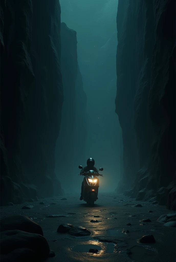 scooter in a deep dark abyss