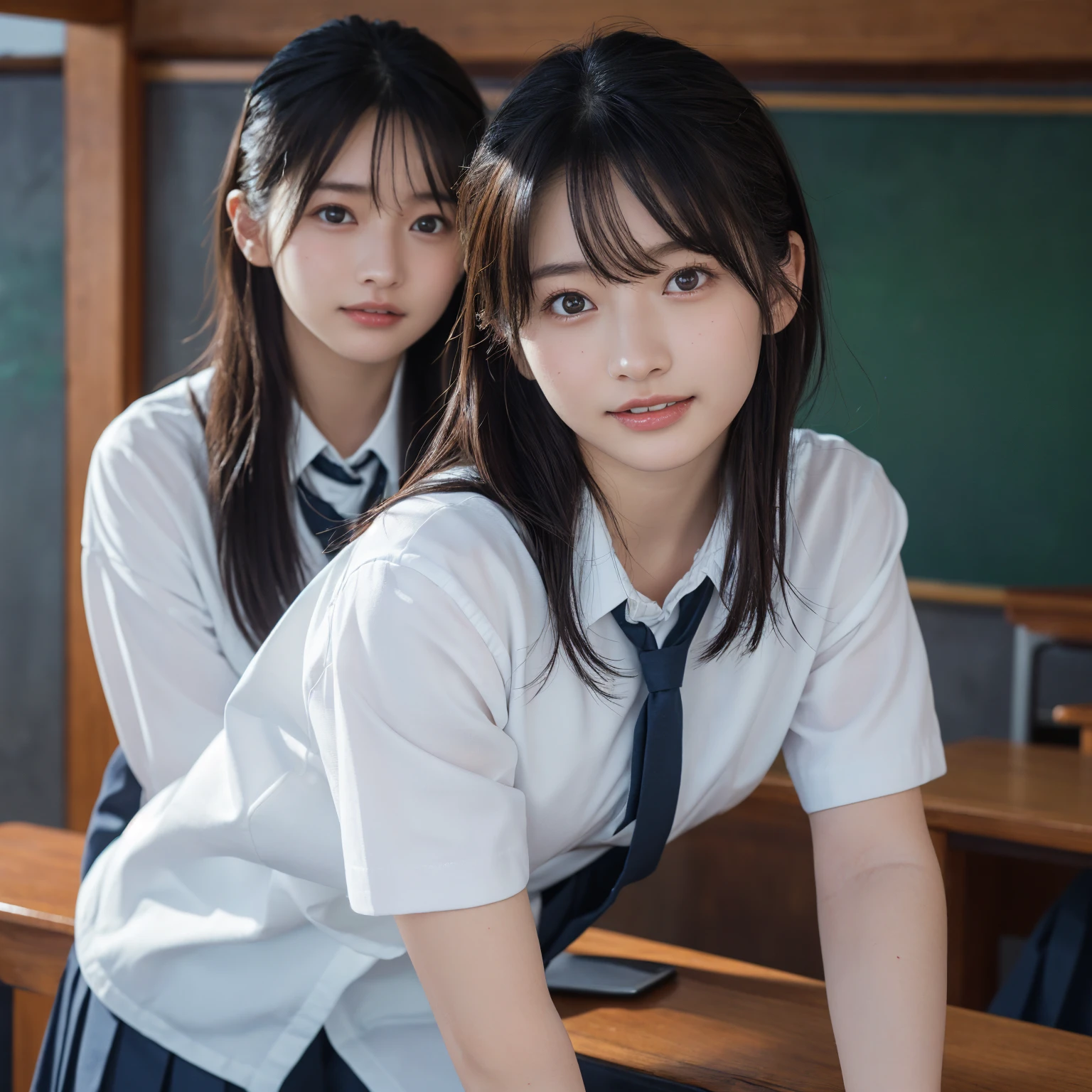 Tabletop, highest quality, Japanese Girls,One Girl, 8k, RAW Photos, highest quality, Tabletop, Debtdebt:1.2, Highly detailed RAW color photos, Professional photos, (Realistic, Realistic:1.37), (Highly detailed skins:1.2), Ultra-high resolution, (lenz 50mm), (debt/1.2),Exquisitely drawn eyes,Gazing at the audience,
One Girlと別れる (Many elderly people:1.4), Beautiful Face, cute,(smile:1.05),(20-year-old, Wide Hips,Straight hair, (short hair), iris, white and fine-grained skin,Small Mouth, high cheekbones (meaning), Sexy pose,(Leaning forward:1.3),(The to the debtW:1.1),White panties、Korean Idol、Nogizaka Idol、Carving an idol pose、Adult、、(Tabletop, highest quality:1.3), (Ultra-fine 8K CG:1.2), (ultra-realistic:1.35), (Realistic:1.45), (Realistic:1.4), Cowboy Shot,
Beautiful Japanese Women, 2, supermodel, Japanese Idols, , (Sitting at a desk:1.1), (school uniform:1.4), (Skirt flip:1.6),
(School classroom background:1.1), A slightly troubled look、Smile a little、
