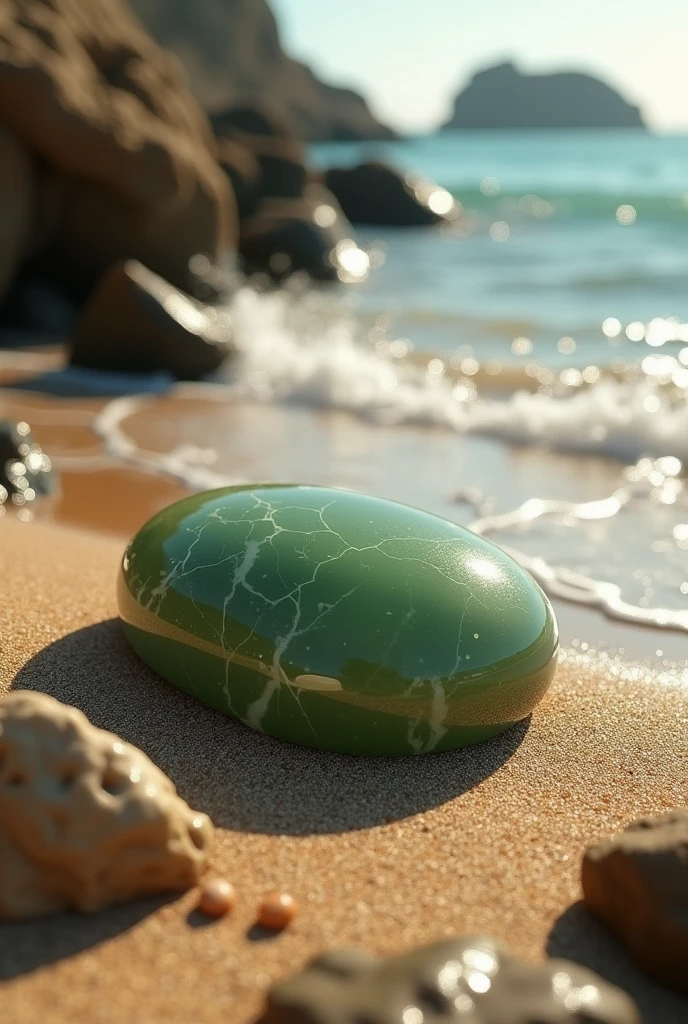 an olive colored jade on a coast of France