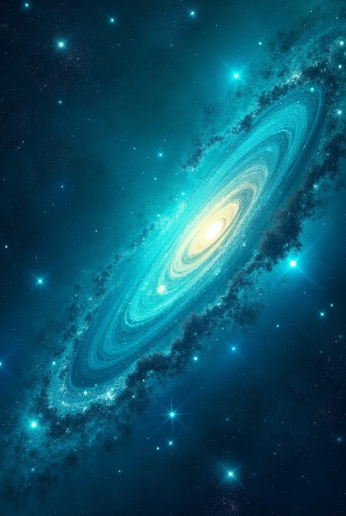 create the starry galaxy, bright turquoise color, starlit, céu starlit