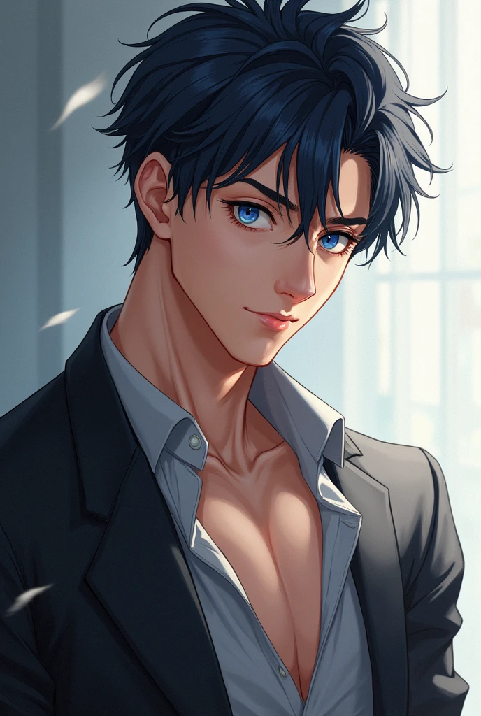 anime boy
, shoulders, blue eyes, sexy lips,