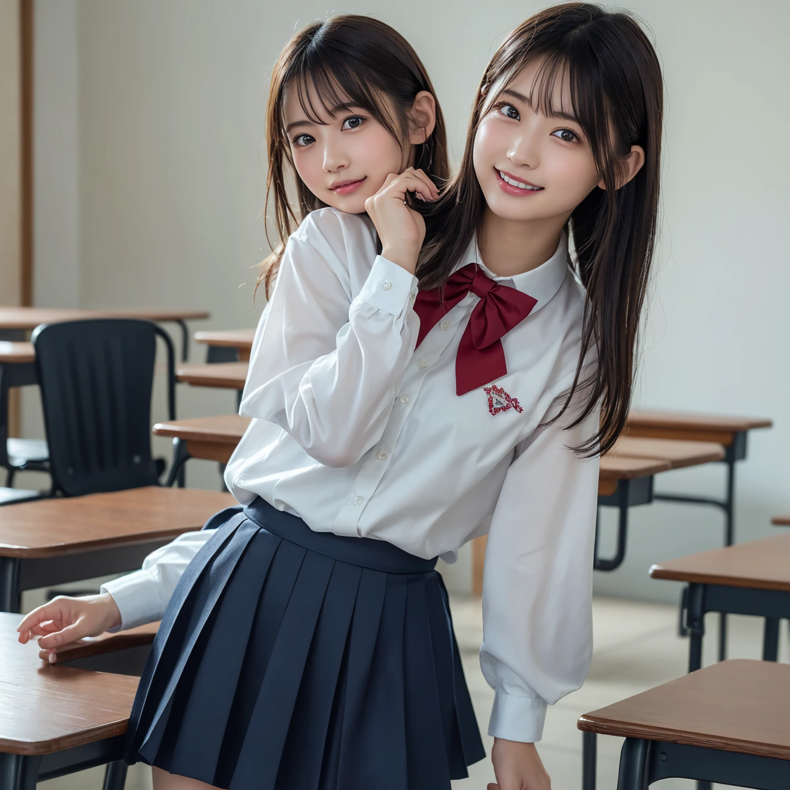 Tabletop, highest quality, Japanese Girls,One Girl, 8k, RAW Photos, highest quality, Tabletop, Debtdebt:1.2, Highly detailed RAW color photos, Professional photos, (Realistic, Realistic:1.37), (Highly detailed skins:1.2), Ultra-high resolution, (lenz 50mm), (debt/1.2),Exquisitely drawn eyes,Gazing at the audience,
One Girlと別れる (Many elderly people:1.4), Beautiful Face, cute,(smile:1.05),(20-year-old, Wide Hips,Straight hair, (short hair), iris, white and fine-grained skin,Small Mouth, high cheekbones (meaning), Sexy pose,(Leaning forward:1.3),(The to the debtW:1.1),White panties、Korean Idol、Nogizaka Idol、Carving an idol pose、Adult、、(Tabletop, highest quality:1.3), (Ultra-fine 8K CG:1.2), (ultra-realistic:1.35), (Realistic:1.45), (Realistic:1.4), Cowboy Shot,
Beautiful Japanese Women, 2, supermodel, Japanese Idols, , (Sitting at a desk:1.1), (school uniform:1.4), (Skirt flip:1.6),
(School classroom background:1.1), A slightly troubled look、Smile a little、