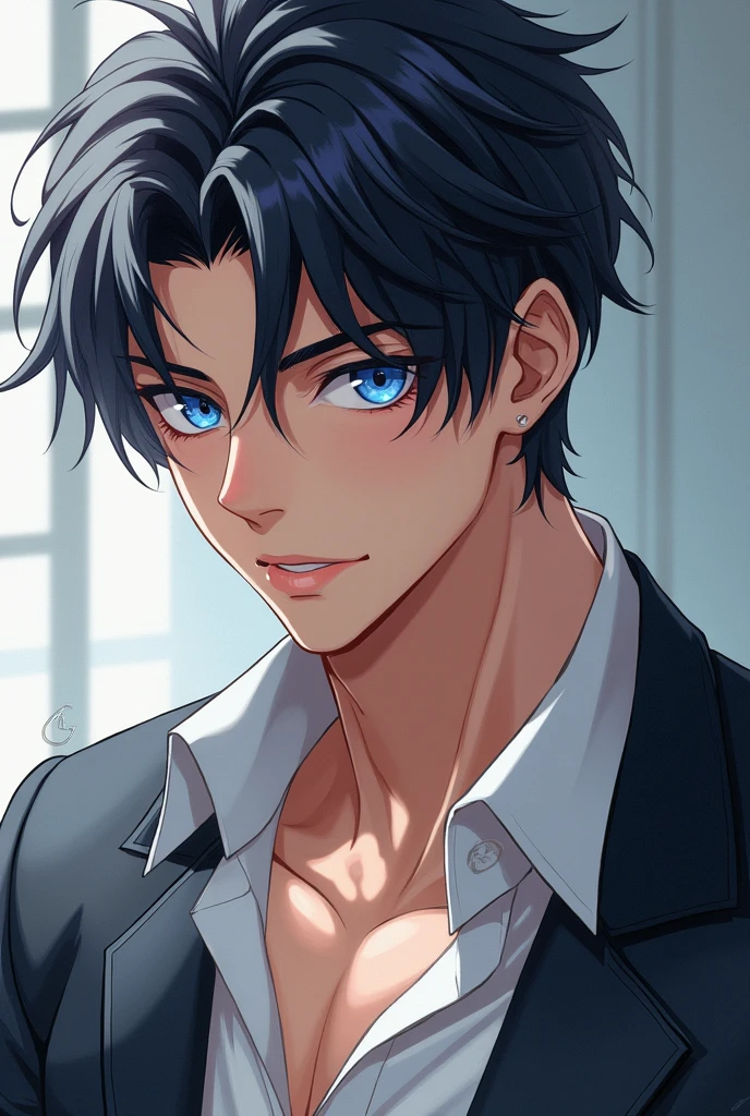anime boy
, shoulders, blue eyes, sexy lips,