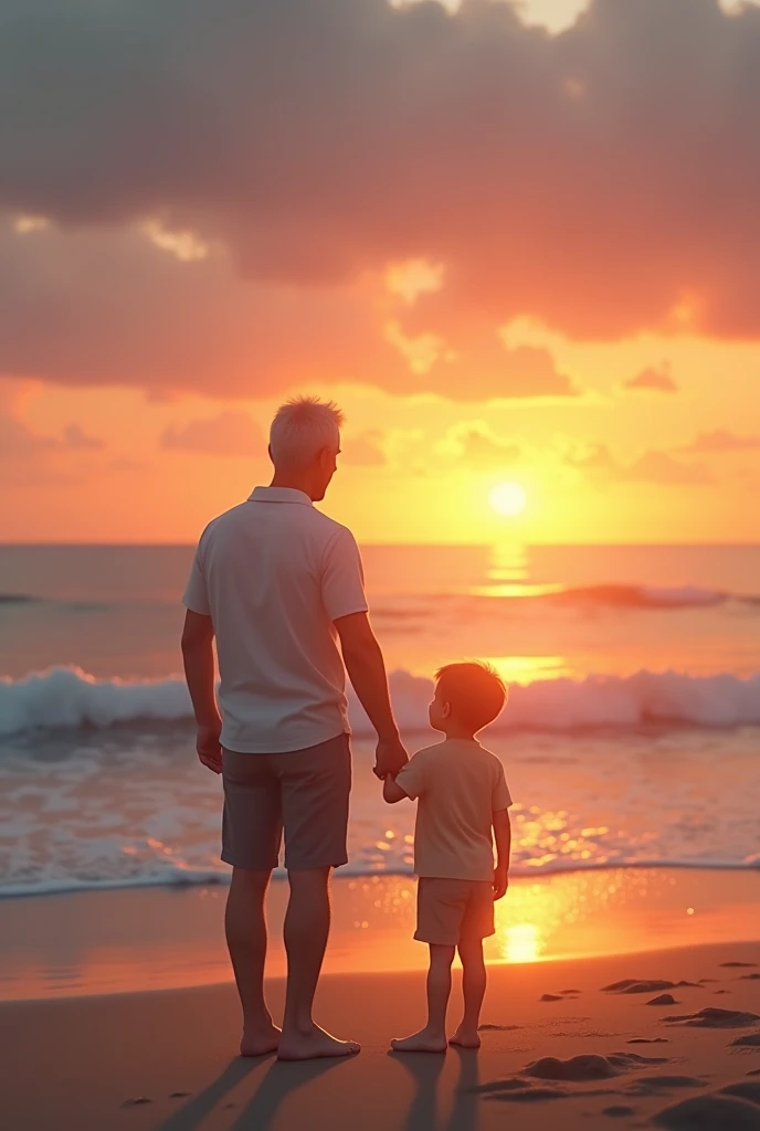 dad and son on the beach