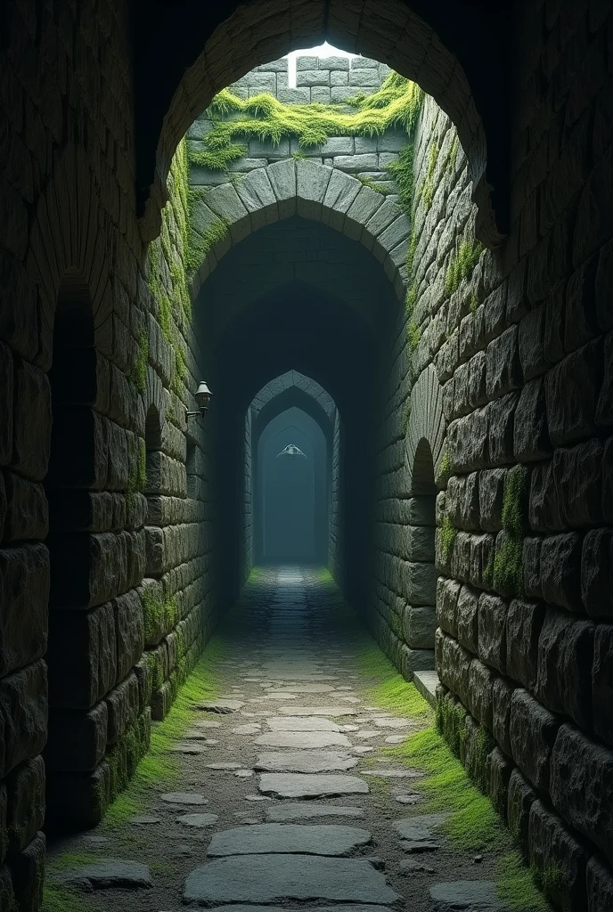 Secret corridor of medieval castle