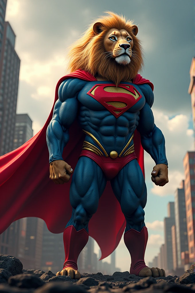 Lion dressed as superman
