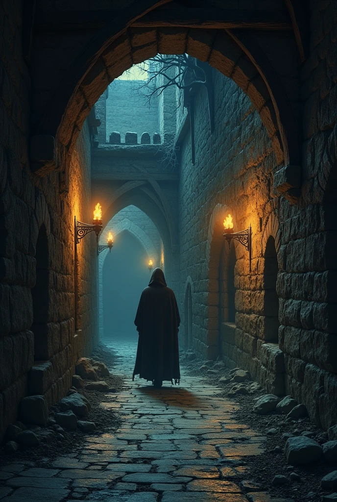 Secret trapped corridor in medieval castle