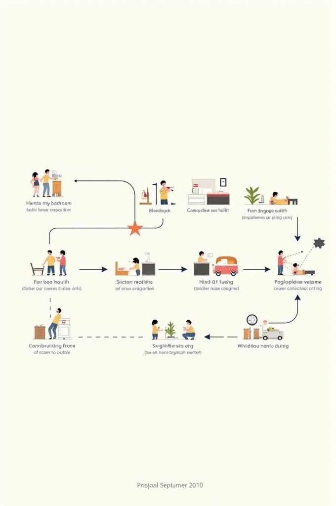 Create a flowchart of when I get up until I get to the University with figures 