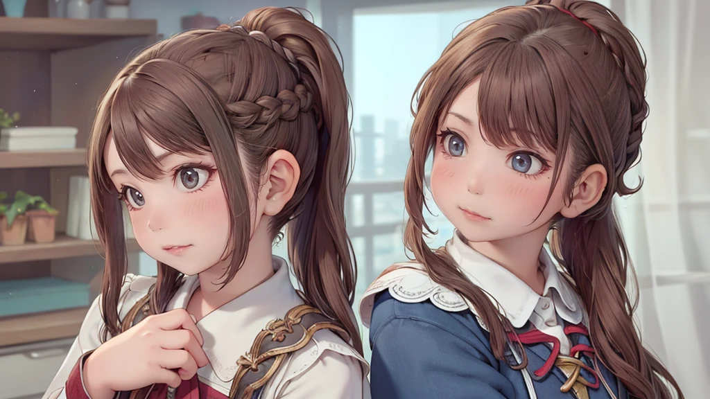 wizard,portrait,1girl, best quality,masterpiece,HDR,UHD,8K,Highly detailed,realistic,embarrass,smile,very long hair,swept bangs,hair between eyes,braided ponytail,brown hair,close shot,