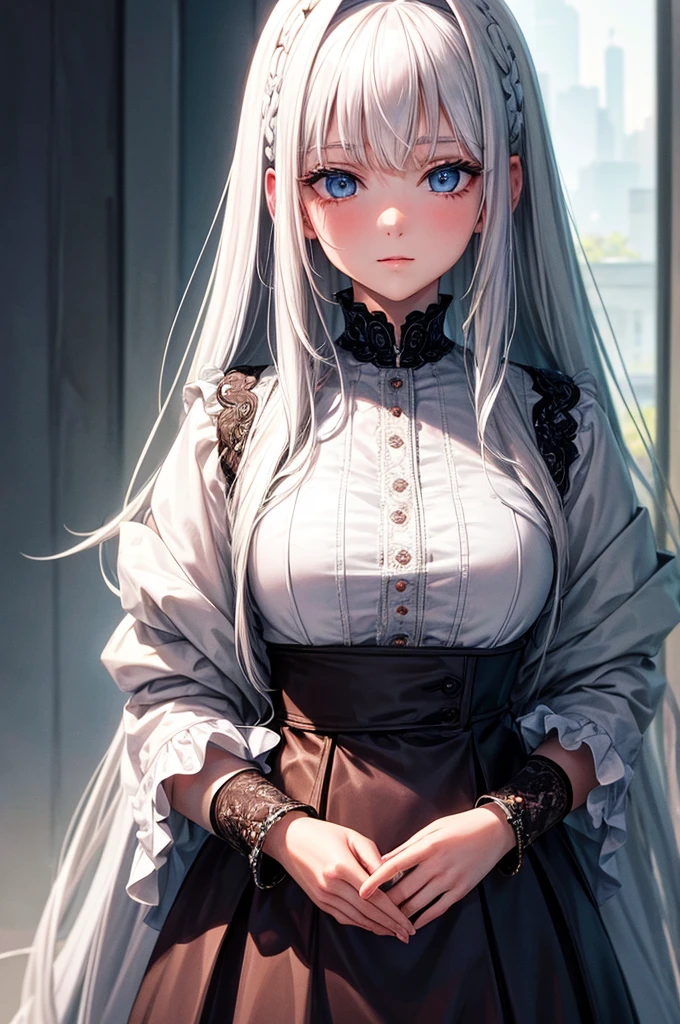 ((Best Quality)), ((masterpiece)), (detailed), 1 girl, white hair